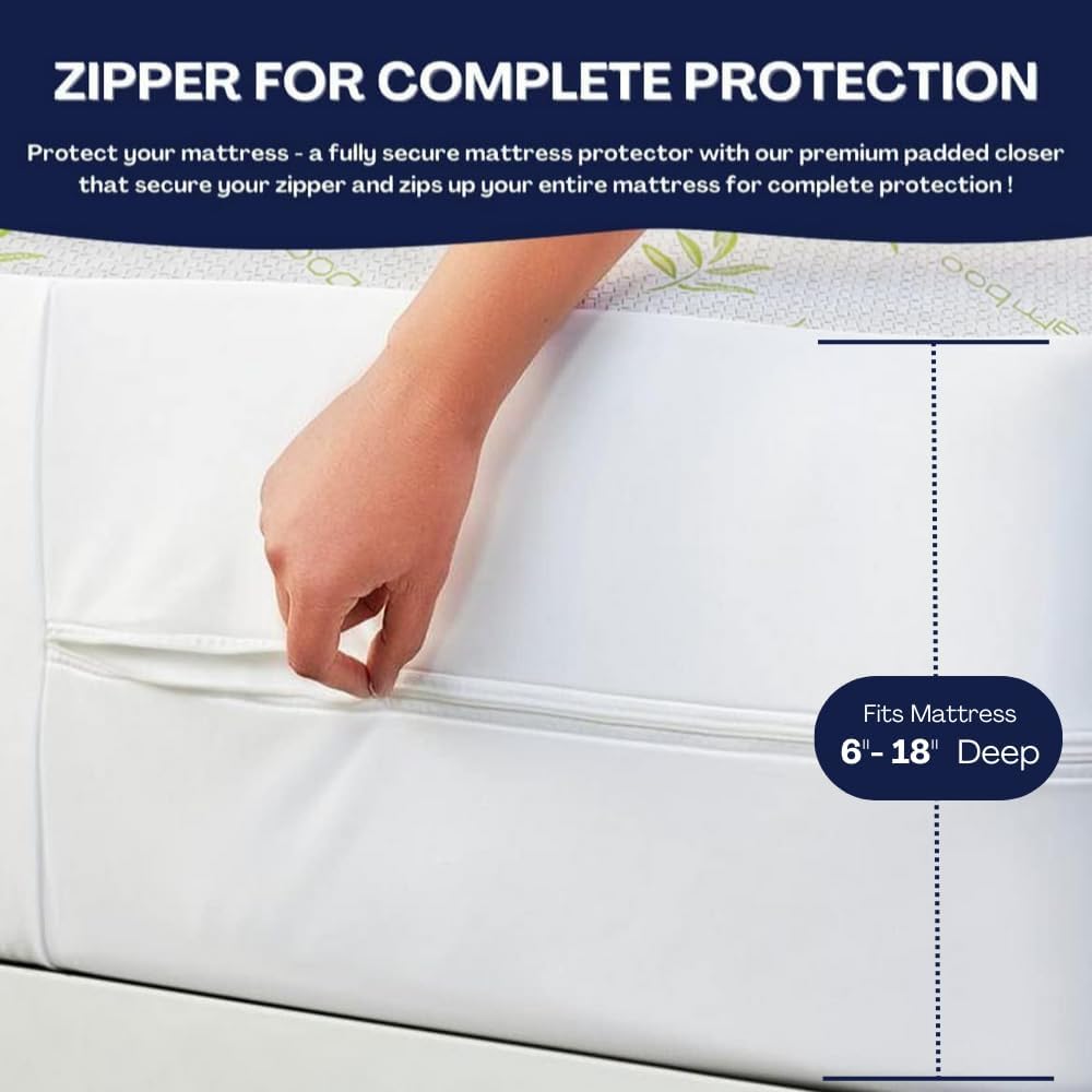 Zippered Bamboo Cooling Mattress Protector